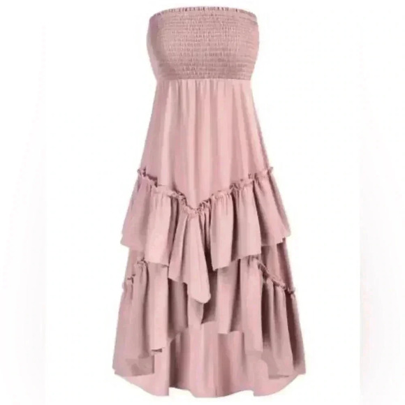 Grace Karin Dresses & Skirts - Grace Karin Womens pink Two Way Boho Ruffle Tiered Tube Top Dress